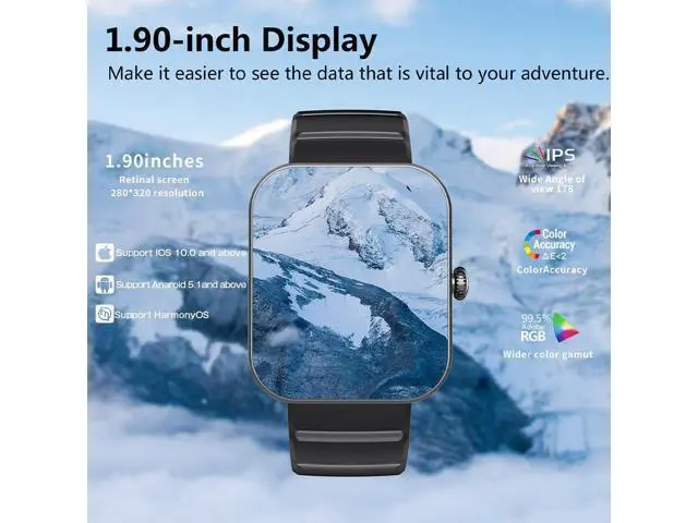 Alt view image 5 of 7 - Smart Watch Blood Glucose, Smartwatch for Men Women Fitness Activity Tracker IP67 Waterproof, Heart Rate Sleep Monitor, Pedometer, Blood Sugar Oxygen Tracking Smart Watches for Android iOS, 2023