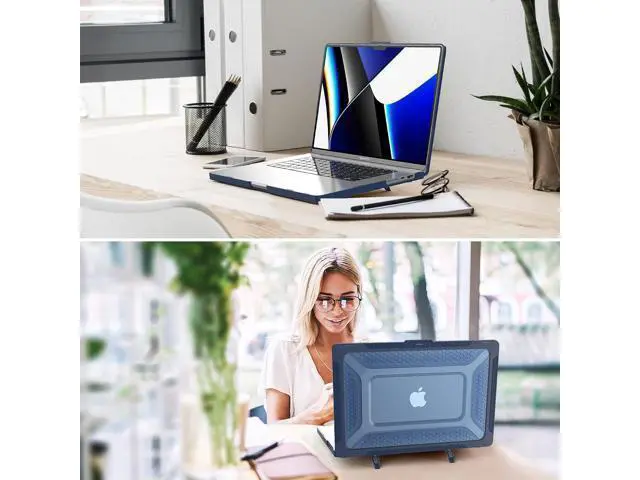 Alt view image 6 of 7 - Deuninker Case for MacBook Pro 16 inch, Shock-Absorbing Protection with Folding Stand &Mouse Pad Case for MacBook Pro 16 inch, Blue