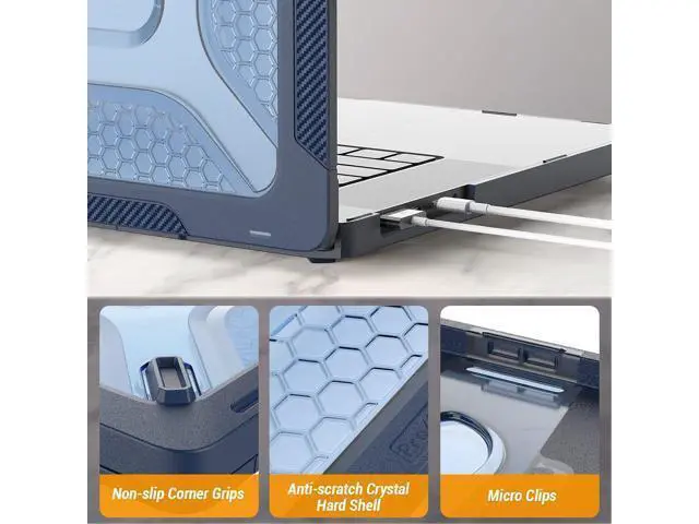 Alt view image 7 of 7 - Deuninker Case for MacBook Pro 16 inch, Shock-Absorbing Protection with Folding Stand &Mouse Pad Case for MacBook Pro 16 inch, Blue