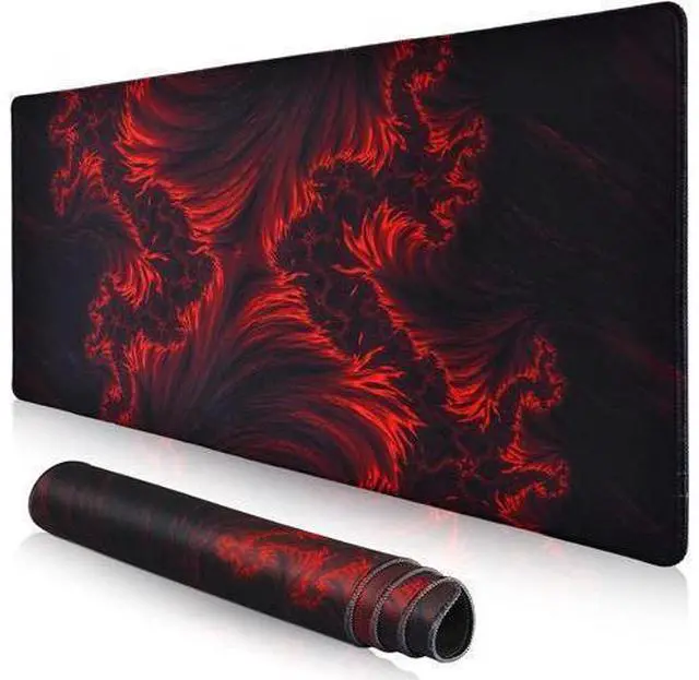 Main image of Gaming Mouse Pad Red Large Mouse Pad 31.5×15.75In Large Gaming Mouse Pads Long Big Mouse Pad XL Mouse Mat with Non-Slip Base Extended Keyboard Mousepad Flame Pattern (Black Red)