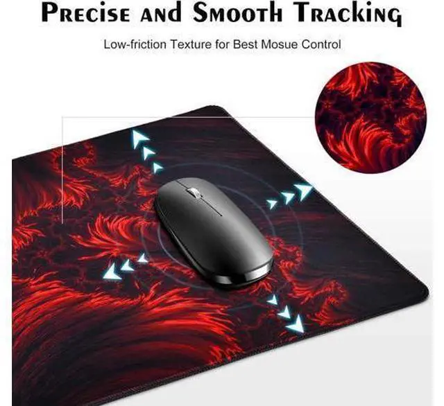 Alt view image 4 of 6 - Gaming Mouse Pad Red Large Mouse Pad 31.5×15.75In Large Gaming Mouse Pads Long Big Mouse Pad XL Mouse Mat with Non-Slip Base Extended Keyboard Mousepad Flame Pattern (Black Red)