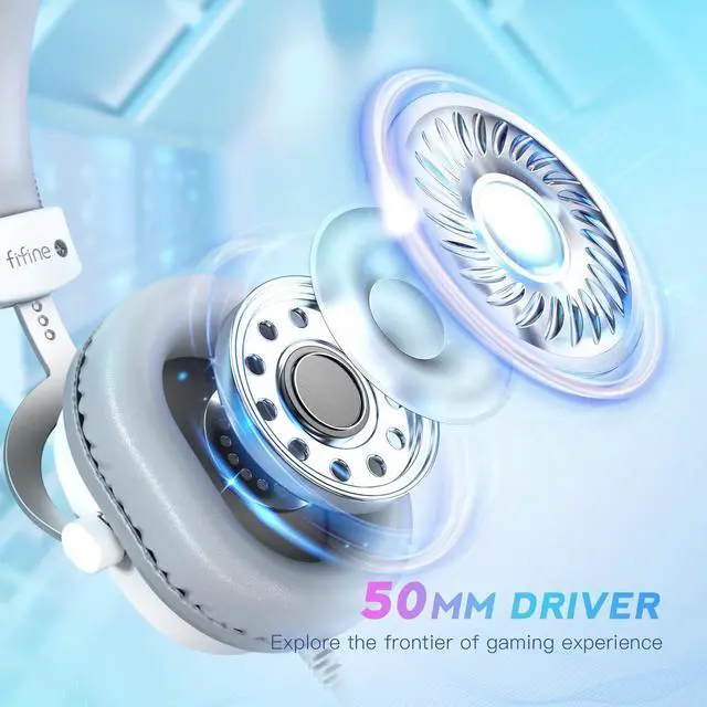 Alt view image 7 of 7 - DeuninkerUSB PC Gaming Headset with 3.5mm Audio Jack, Detachable Microphone, 7.1 Surround Sound, Volume Control, Streaming Over-Ear Wired Headphones for Computer, PS5, Controller, Xbox-H9 White