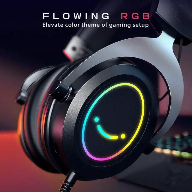 Alt view image 5 of 7 - DeuninkerRGB Gaming Headsets,Comfortable Over-Ear Headphones with Microphone,Wired Audio Jack Connection,Leather Passive-Noise-Cancelling Earcups,for PC PS4 PS5 Xbox Gamer Ampligame H3