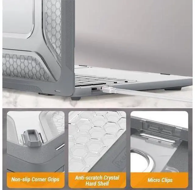 Alt view image 7 of 7 - Deuninker Case for MacBook Pro 14 inch, Shock-Absorbing Protection with Folding Stand &Mouse Pad Case for MacBook Pro 14 inch, Gray
