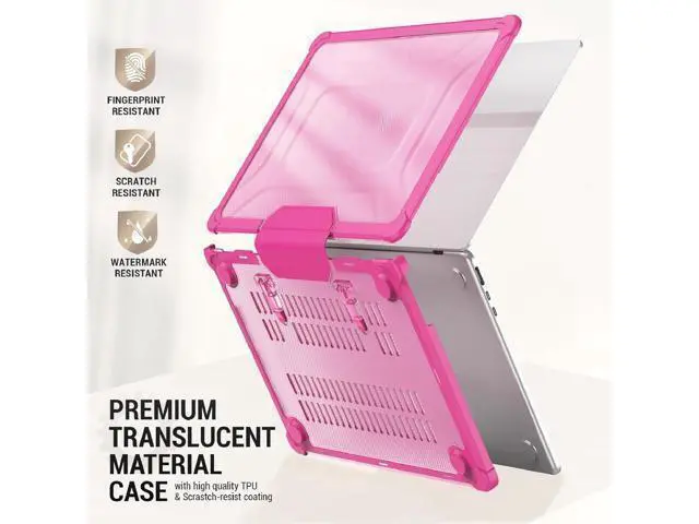 Alt view image 4 of 7 - Deuninker Case for MacBook Pro 16 inch, Shock-Absorbing Protection with Folding Stand &Mouse Pad Case for MacBook Pro 16 inch, Pink