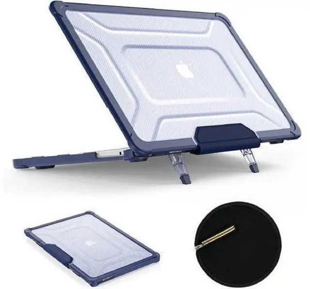 Main image of Deuninker Case for MacBook Pro 16 inch, Shock-Absorbing Protection with Folding Stand &Mouse Pad Case for MacBook Pro 16 inch, Navyblue