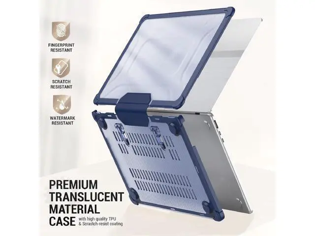 Alt view image 4 of 7 - Deuninker Case for MacBook Pro 16 inch, Shock-Absorbing Protection with Folding Stand &Mouse Pad Case for MacBook Pro 16 inch, Navyblue