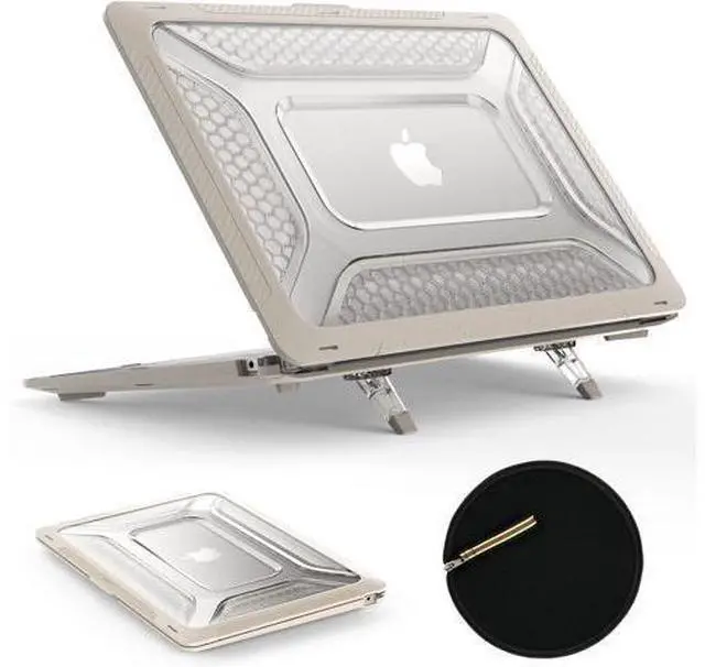 Main image of Deuninker Case for MacBook Pro 16 inch, Shock-Absorbing Protection with Folding Stand &Mouse Pad Case for MacBook Pro 16 inch, Beige