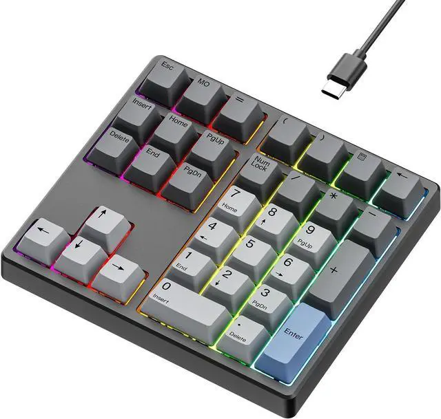 Main image of MF34 Wired Mechanical Number Pad, QMK/VIA Programmable, 34 Keys Hot Swappable Numpad, Custom RGB Backlit with PBT Keycaps for Laptop, MacBook, PC Desktop, Compact Keyboards(Black, Linear Switch)