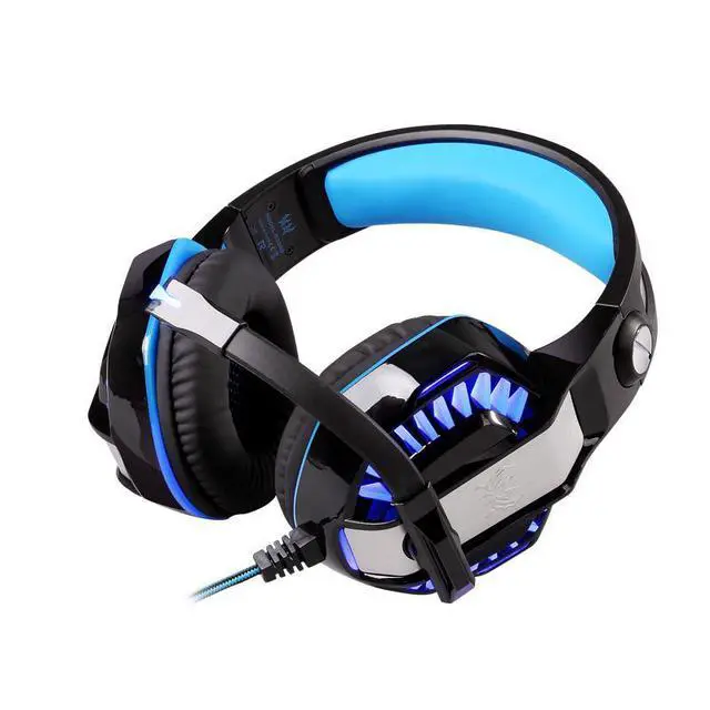 Alt view image 4 of 7 - KOTION EACH G2000 High Quality 50mm Drive Wired Game Headset with Microphone for PC PC Headphones Stereo Bass LED Light and Noise Isolation - Black/Blue