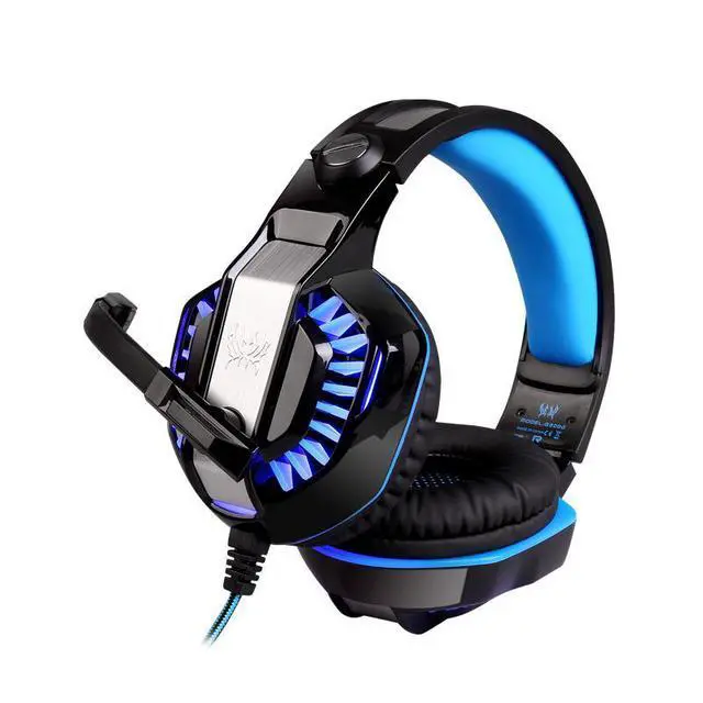 Alt view image 3 of 7 - KOTION EACH G2000 High Quality 50mm Drive Wired Game Headset with Microphone for PC PC Headphones Stereo Bass LED Light and Noise Isolation - Black/Blue