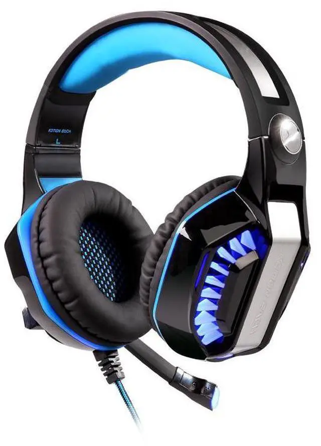 Alt view image 5 of 7 - KOTION EACH G2000 High Quality 50mm Drive Wired Game Headset with Microphone for PC PC Headphones Stereo Bass LED Light and Noise Isolation - Black/Blue