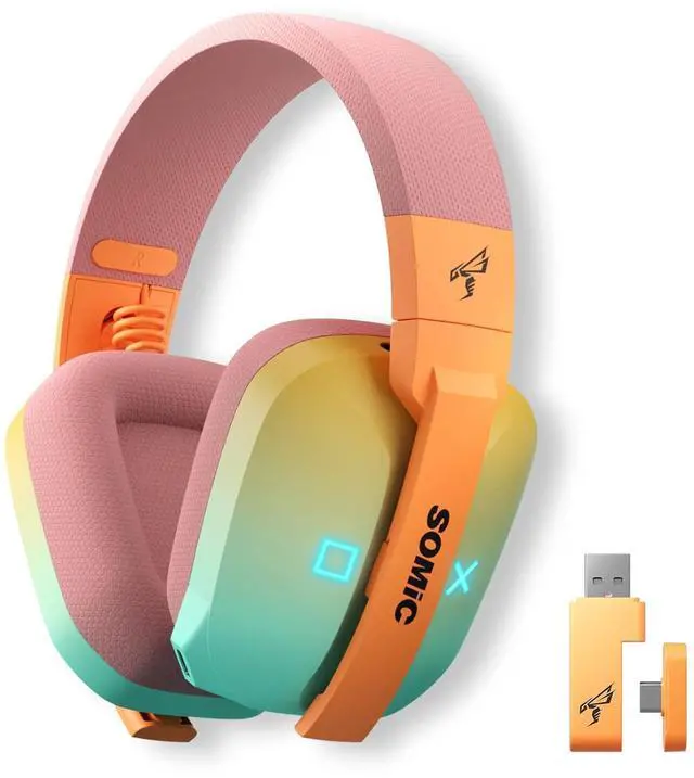 Main image of SOMIC G810 Wireless Headset 2.4G Low Latency Headset for PC PS4 PS5 Laptop, Bluetooth 5.2 Wireless Headphone with Built-in Mic, 50H Playtime, RGB Light Foldable for Gamer (Xbox Only Work (G810-Yellow)