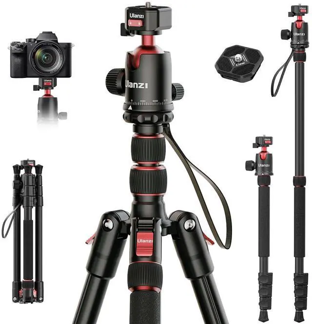 Main image of Deuninker TT31 72.4" Claw Quick Release Aluminum Camera Tripod & Monopod, Panorama 360° Ball Head Detachable w 180°Revertible Legs, Up Load 8.82lb, for Sony/Canon/Nikon/Fujifilm and More