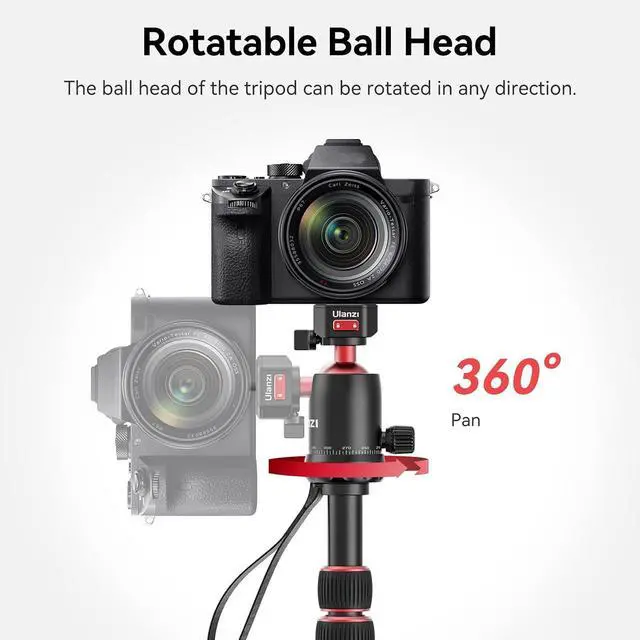 Alt view image 7 of 7 - Deuninker TT31 72.4" Claw Quick Release Aluminum Camera Tripod & Monopod, Panorama 360° Ball Head Detachable w 180°Revertible Legs, Up Load 8.82lb, for Sony/Canon/Nikon/Fujifilm and More