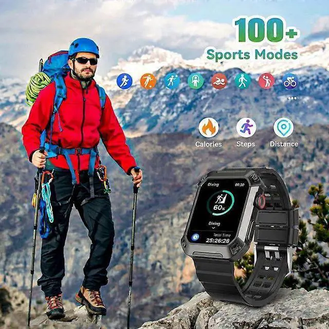 Alt view image 2 of 5 - Deuninker S2 Military Smart Watch: 1.82" Rugged, 5ATM Waterproof, 60-Day Battery for Android & iPhone