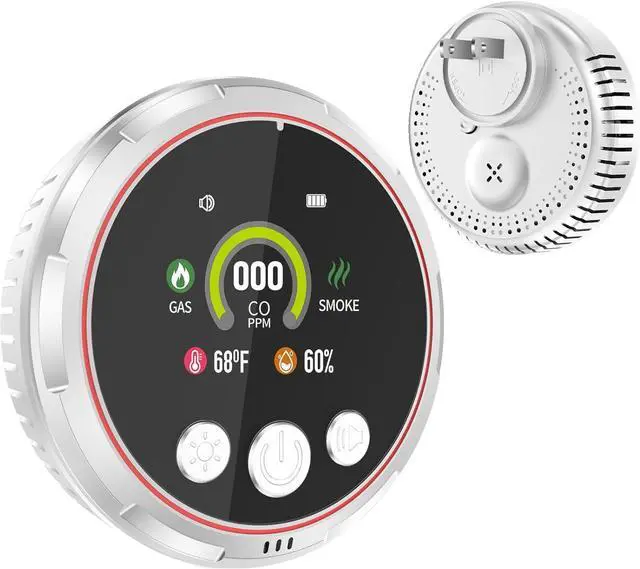 Alt view image 8 of 14 - 5-in-1 carbon monoxide detector and smoke and natural gas leakage detector, portable carbon monoxide detector with plug-in and battery backup - hotel and travel safety, RV, home
