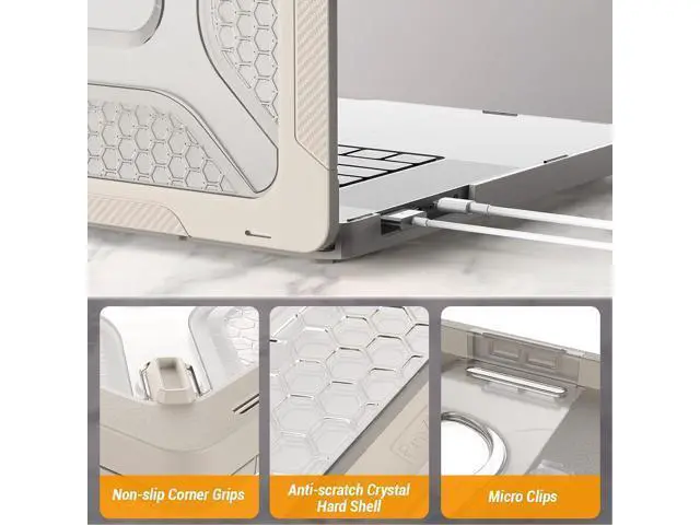 Alt view image 7 of 7 - Deuninker Case for MacBook Pro 16 inch, Shock-Absorbing Protection with Folding Stand &Mouse Pad Case for MacBook Pro 16 inch, Beige