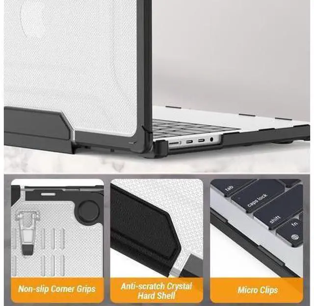 Alt view image 7 of 7 - Deuninker Case for MacBook Pro 14 inch, Shock-Absorbing Protection with Folding Stand &Mouse Pad Case for MacBook Pro 14 inch, HardBlack
