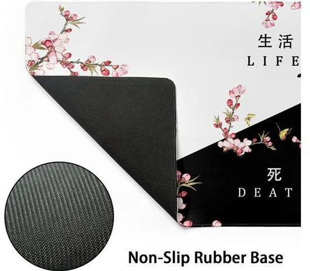 Alt view image 10 of 14 - Black and White Cherry Blossom Gaming Mouse Pad XLExtended Large Mouse Mat Desk Pad Japanese Pink Sakura Death Life Long Non Slip Rubber Base Mice Pad 31.5 X 11.8 Inch