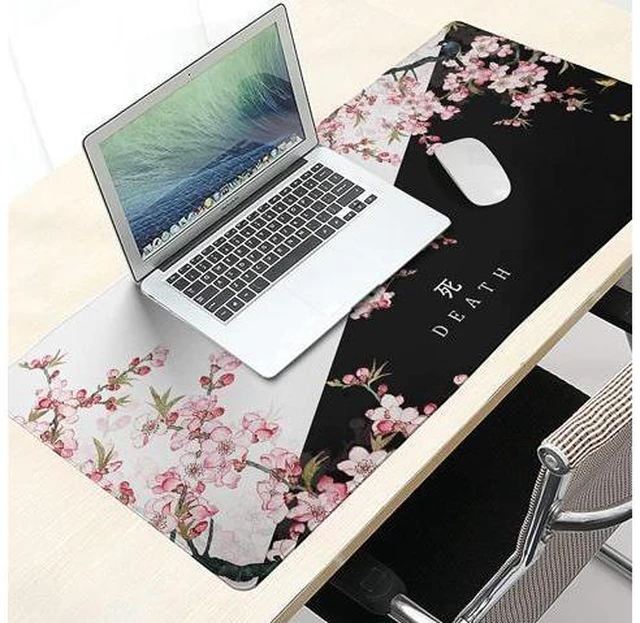 Alt view image 13 of 14 - Black and White Cherry Blossom Gaming Mouse Pad XLExtended Large Mouse Mat Desk Pad Japanese Pink Sakura Death Life Long Non Slip Rubber Base Mice Pad 31.5 X 11.8 Inch