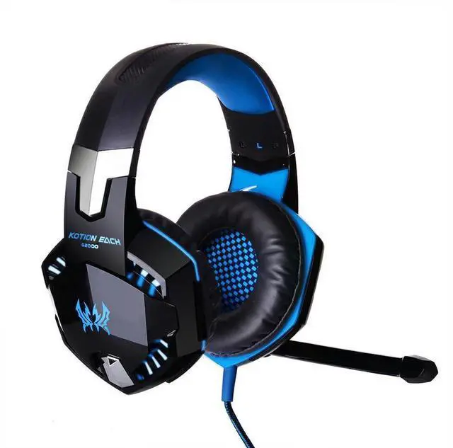 Main image of KOTION EACH G2000 High Quality 50mm Drive Wired Game Headset with Microphone for PC PC Headphones Stereo Bass LED Light and Noise Isolation - Black/Blue