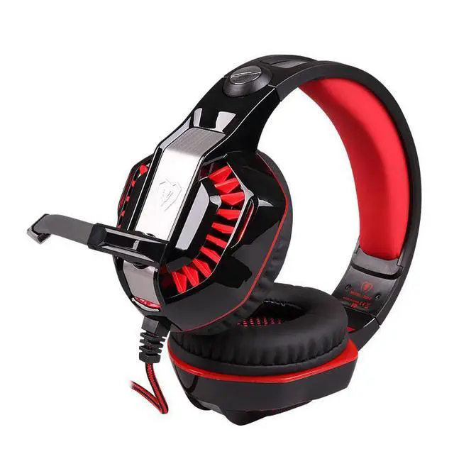 Alt view image 4 of 5 - KOTION EACH G2000 High Quality 50mm Drive Wired Game Headset with Microphone for PC PC Headphones Stereo Bass LED Light and Noise Isolation - Black/Red
