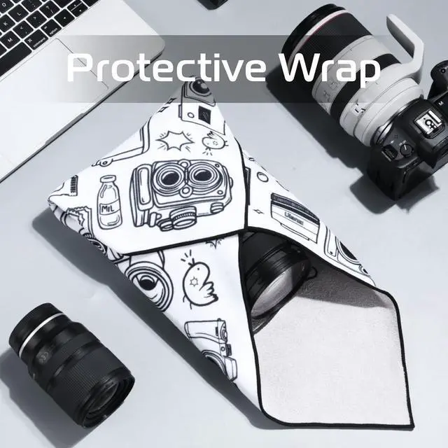 Alt view image 2 of 7 - Deuninker Protective Anti-Scratch Lens Wrap, Self-Adhesive Cloth for DSLR Camera, Phone, Accessories - Off White