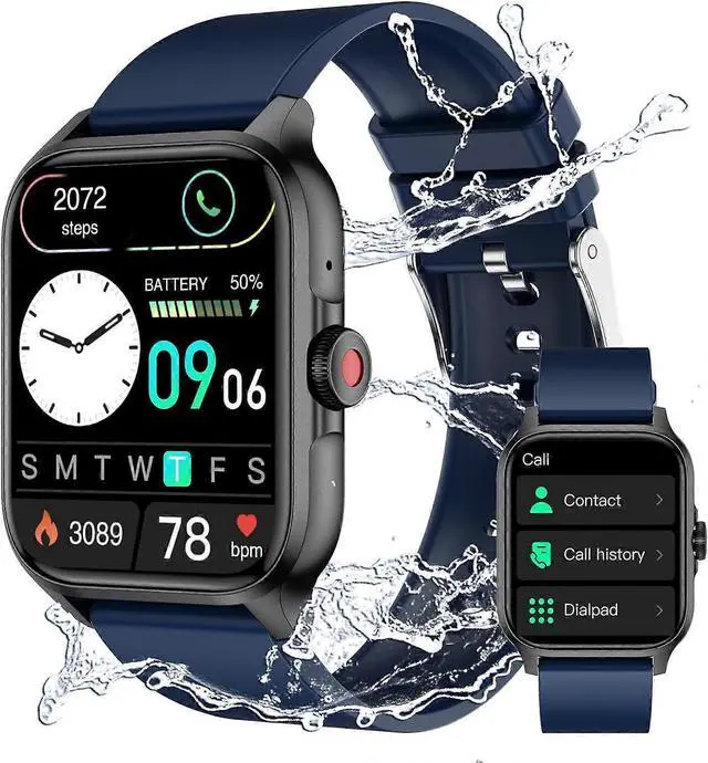 Main image of Deuninker 1.85" Smart Watch with Bluetooth Calling, Heart Rate & Sleep Monitor, 100+ Sports Modes, IP67 Waterproof for Android/iOS (Blue)