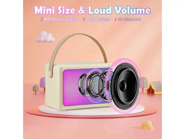 Alt view image 2 of 5 - Ecocleanpath Beige Kids Karaoke Machine with 2 Wireless Mics, Bluetooth Speaker & Colorful Lights for Family Fun