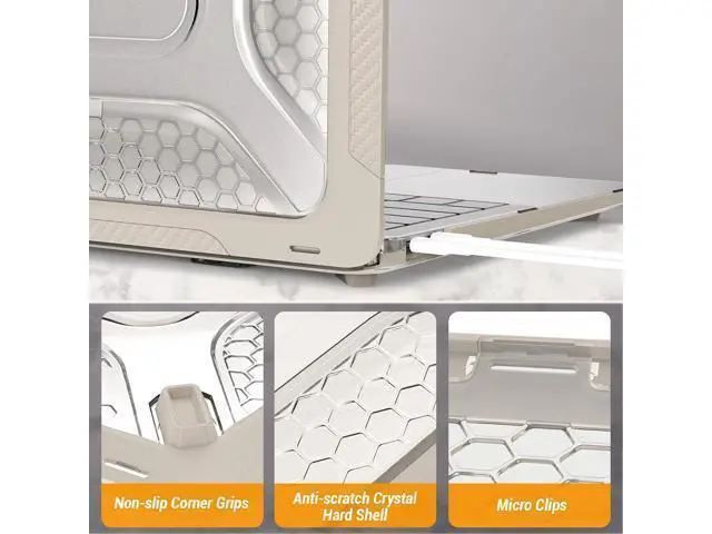 Alt view image 6 of 7 - Deuninker Case for MacBook Pro 14 inch, Shock-Absorbing Protection with Folding Stand &Mouse Pad Case for MacBook Pro 14 inch, Beige