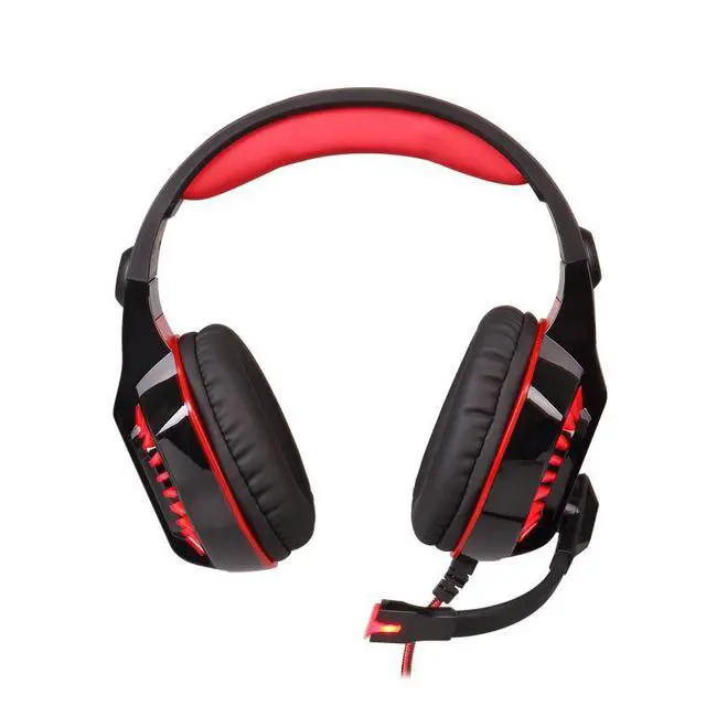 Alt view image 5 of 5 - KOTION EACH G2000 High Quality 50mm Drive Wired Game Headset with Microphone for PC PC Headphones Stereo Bass LED Light and Noise Isolation - Black/Red
