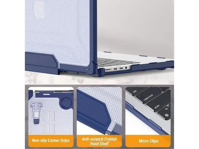 Alt view image 6 of 7 - Deuninker Case for MacBook Pro 14 inch, Shock-Absorbing Protection with Folding Stand &Mouse Pad Case for MacBook Pro 14 inch, Navyblue
