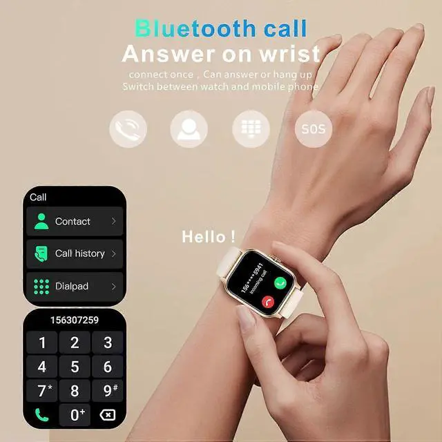 Alt view image 2 of 5 - Deuninker 1.85" Smart Watch with Bluetooth Calling, 100+ Sports Modes, Heart Rate & Sleep Monitor, IP67 Waterproof (Purple)