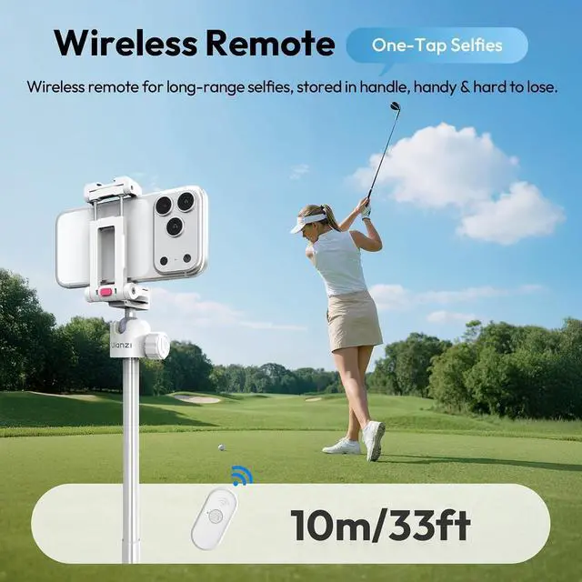 Alt view image 6 of 7 - Deuninker MT-44B Phone Tripod, 59'' Auto Open Phone Stand with Dual Camera Set up, 360° Ball Head, Extendable Selfie Stick w Cold Shoe for Filming/Selfie in Vlog, Family Gatherings, White