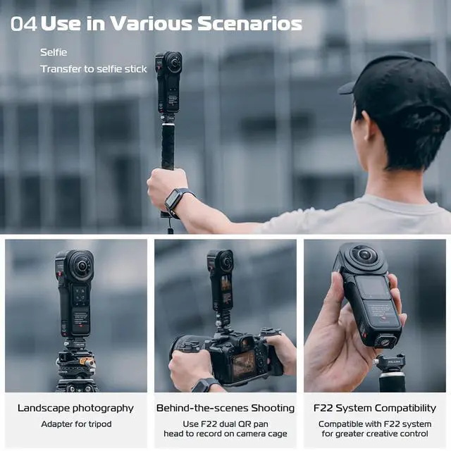 Alt view image 6 of 7 - Deuninker Falcam F22 Quick Release Kit for Insta360, Panoramic Camera Mounting Adapter Convert 1/4" Thread to F22 QR System, Camera Accessory for Photographer, Fits Insta ONE RS, RS 1-Inch, X/X2