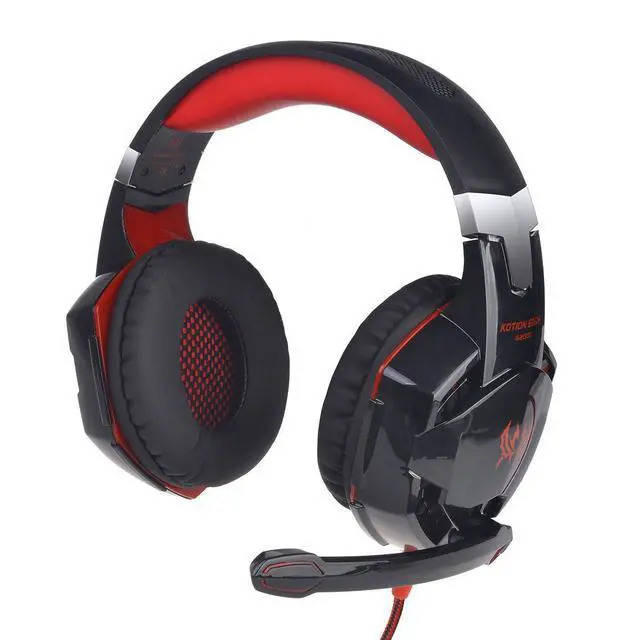 Alt view image 2 of 5 - KOTION EACH G2000 High Quality 50mm Drive Wired Game Headset with Microphone for PC PC Headphones Stereo Bass LED Light and Noise Isolation - Black/Red