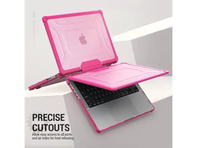 Alt view image 6 of 7 - Deuninker Case for MacBook Pro 14 inch, Shock-Absorbing Protection with Folding Stand &Mouse Pad Case for MacBook Pro 14 inch, Pink