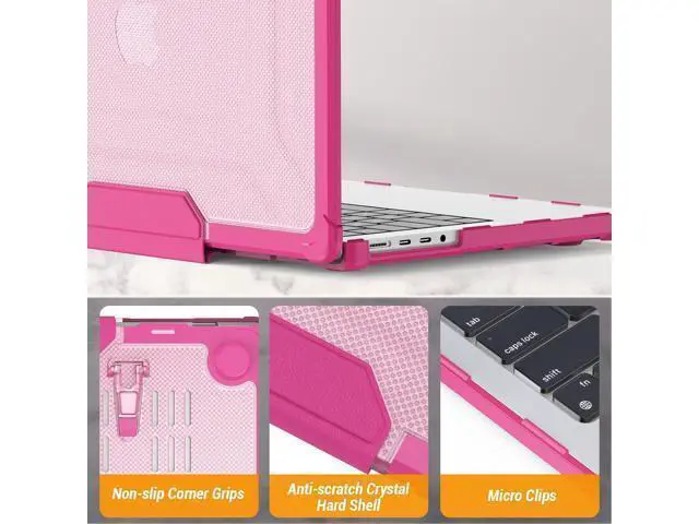 Alt view image 7 of 7 - Deuninker Case for MacBook Pro 14 inch, Shock-Absorbing Protection with Folding Stand &Mouse Pad Case for MacBook Pro 14 inch, Pink