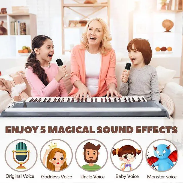 Alt view image 9 of 10 - Ecocleanpath Portable Karaoke Machine with 2 Mics, LED Lights & 4 Voice Effects - Bluetooth Speaker for Kids & Adults (Beige)