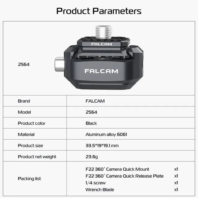 Alt view image 7 of 7 - Deuninker Falcam F22 Quick Release Kit for Insta360, Panoramic Camera Mounting Adapter Convert 1/4" Thread to F22 QR System, Camera Accessory for Photographer, Fits Insta ONE RS, RS 1-Inch, X/X2