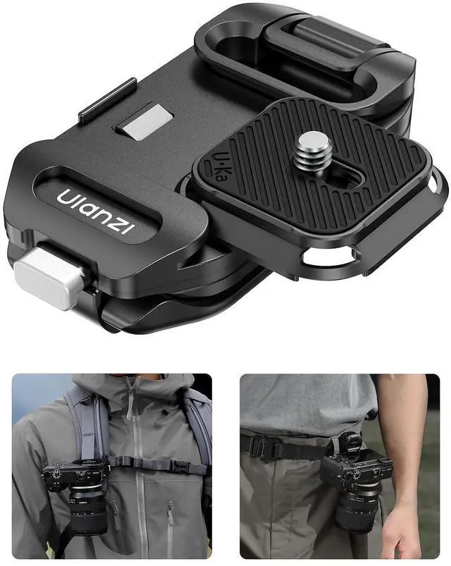 Main image of Deuninker Camera Backpack Strap Clip,w Plate Quick Release System, Compatible w Uka QR Plates, for Sony, Nikon, Fuji, DSLR Action Cam Mount, Bearable Load up to 10kgNot Compatible w F38/Arca System