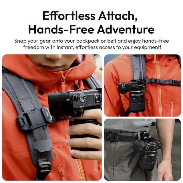 Alt view image 2 of 6 - Deuninker Camera Backpack Strap Clip,w Plate Quick Release System, Compatible w Uka QR Plates, for Sony, Nikon, Fuji, DSLR Action Cam Mount, Bearable Load up to 10kgNot Compatible w F38/Arca System