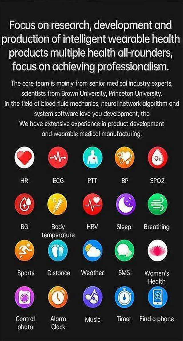Alt view image 4 of 5 - Deuninker Smart Watch with Blood Sugar Monitor, Heart Rate & BP Tracker, IP68 Waterproof Fitness Watch for Men & Women