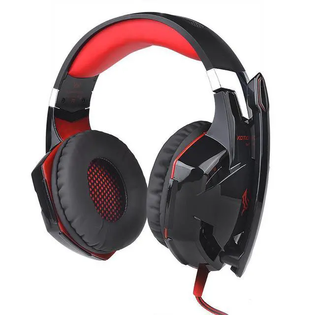 Alt view image 5 of 5 - KOTION EACH G2000 High Quality 50mm Drive Wired Game Headset with Microphone for PC PC Headphones Stereo Bass LED Light and Noise Isolation - Black/Red