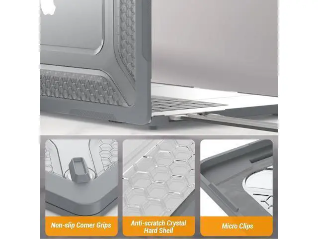 Alt view image 7 of 7 - Deuninker Case for MacBook Air 15 inch, Shock-Absorbing Protection with Folding Stand &Mouse Pad Case for MacBook Air 15 inch, Gray