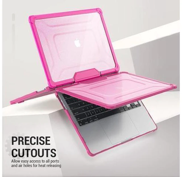 Alt view image 6 of 7 - Deuninker Case for MacBook Air 13.6 inch, Shock-Absorbing Protection with Folding Stand &Mouse Pad Case for MacBook Air 13.6 inch, Pink