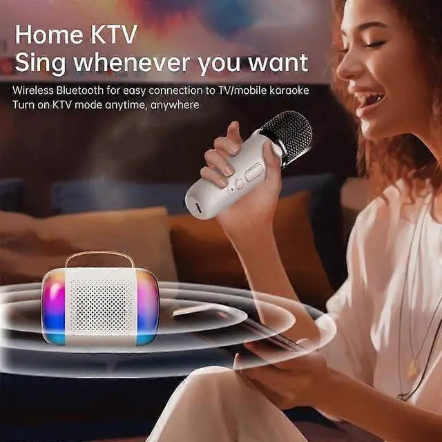 Alt view image 8 of 10 - Ecocleanpath Mini Karaoke Machine with Wireless Mic, Bluetooth Speaker, RGB Lights for Kids & Adults