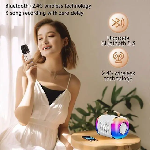 Alt view image 10 of 10 - Ecocleanpath Mini Karaoke Machine with Wireless Mic, Bluetooth Speaker, RGB Lights for Kids & Adults