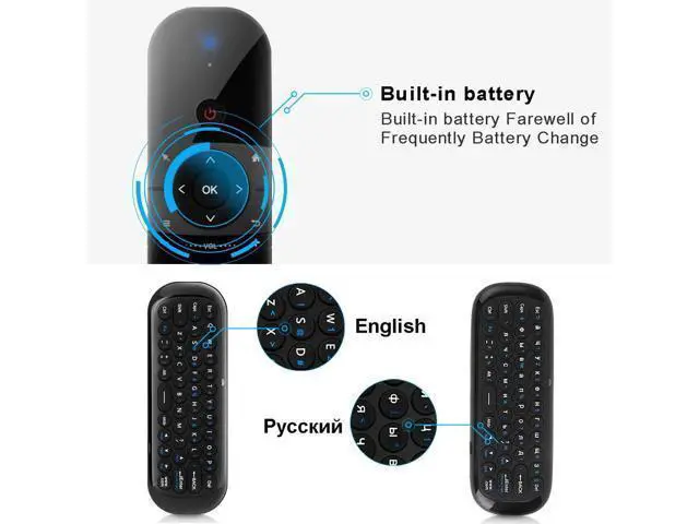 Alt view image 3 of 5 - 2.4Ghz Air Mouse Mini Wireless Keyboard English/ with Gyro Sensing IR Learning Remote Control for Android TV BOX/Mini PC
